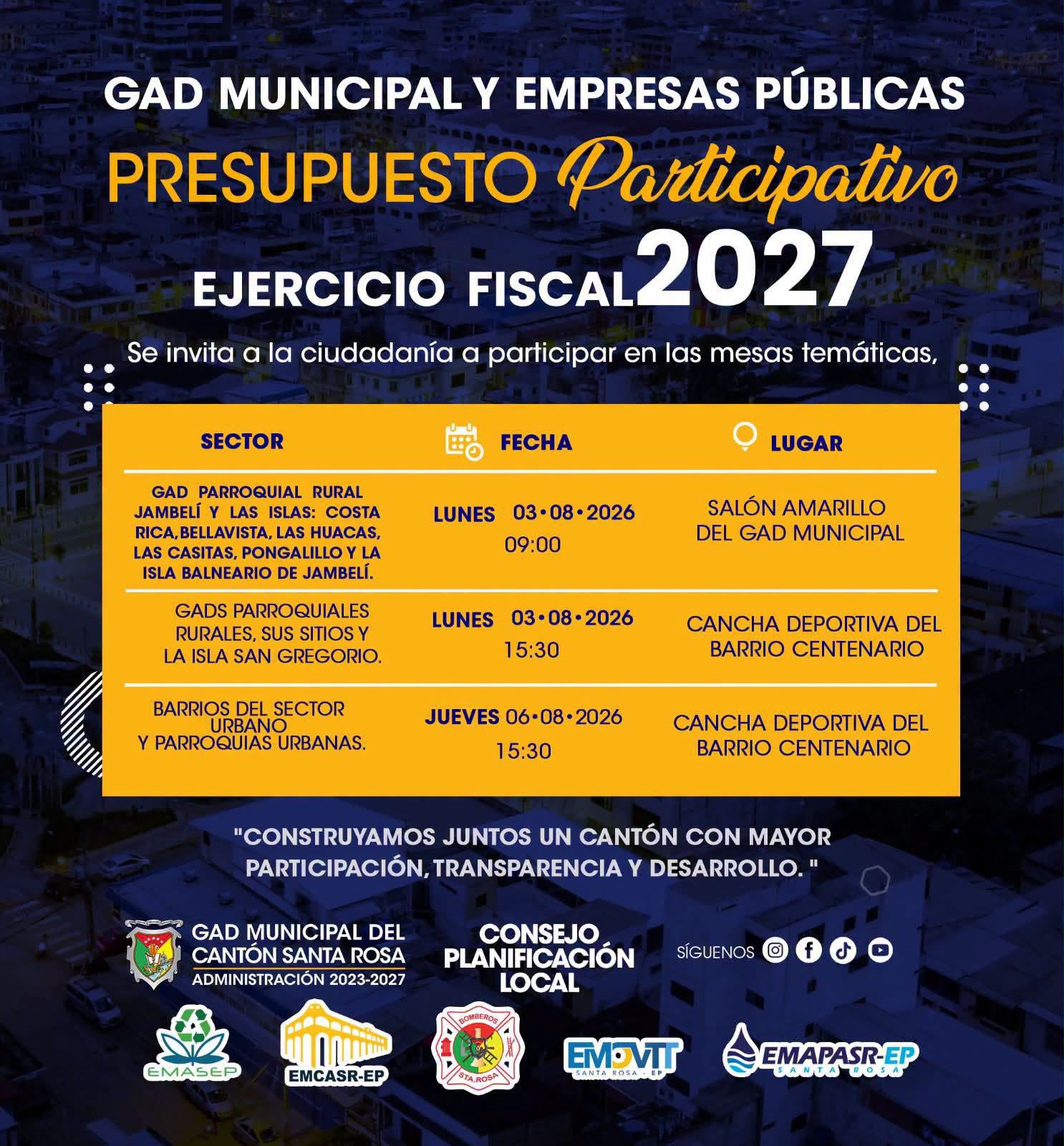 Presupuesto Participativo del Ejercicio Fiscal 2027.